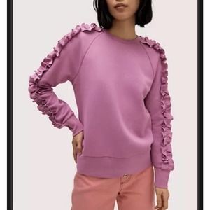 Kate Spade Ruffle Crew Neck Sweatshirt Size Medium